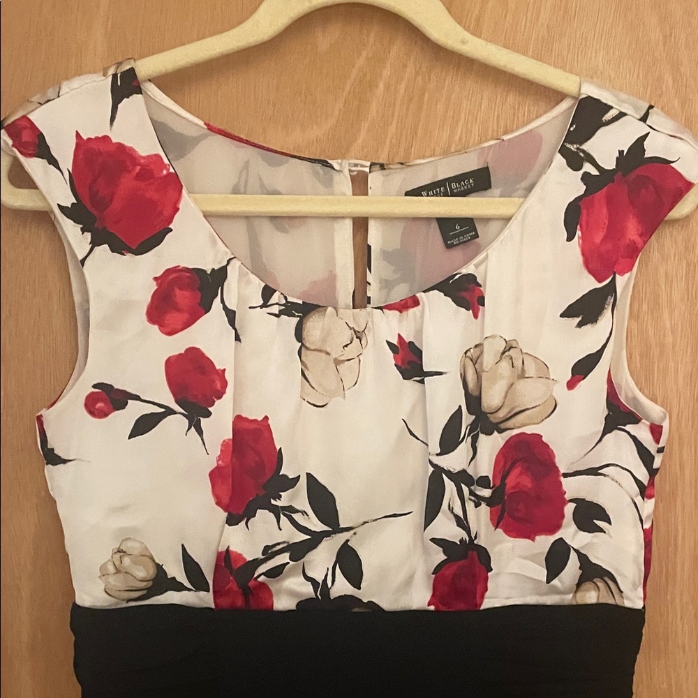 White House Black Market Red Floral Midi Dress - Picture 6 of 10